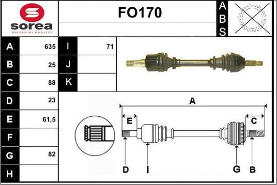 Sera FO170 - Приводний вал autozip.com.ua