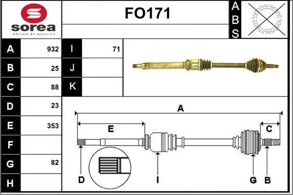 Sera FO171 - Приводний вал autozip.com.ua