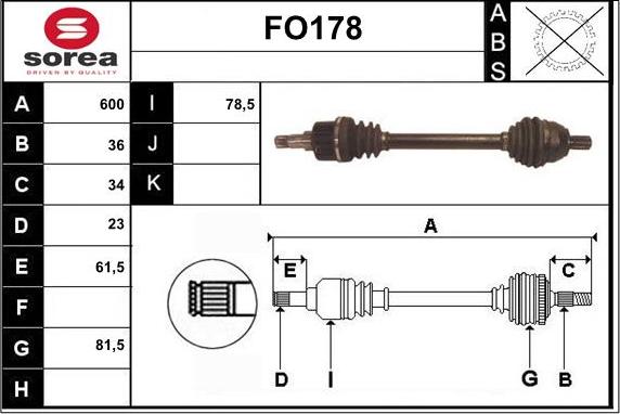 Sera FO178 - Приводний вал autozip.com.ua