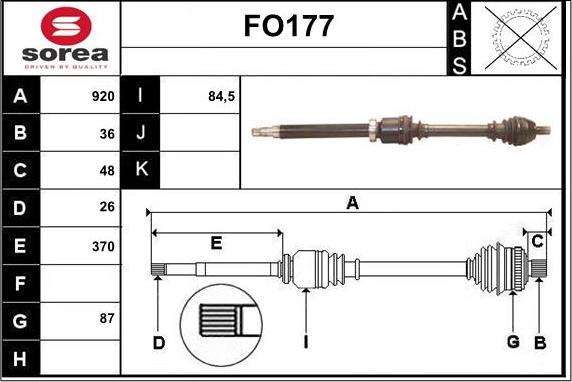 Sera FO177 - Приводний вал autozip.com.ua