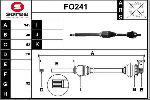 Sera FO241 - Приводний вал autozip.com.ua