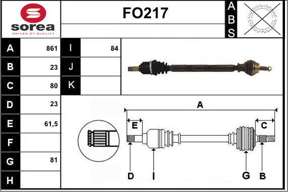 Sera FO217 - Приводний вал autozip.com.ua