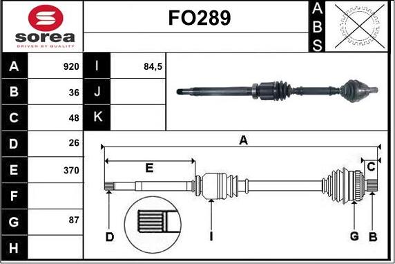 Sera FO289 - Приводний вал autozip.com.ua