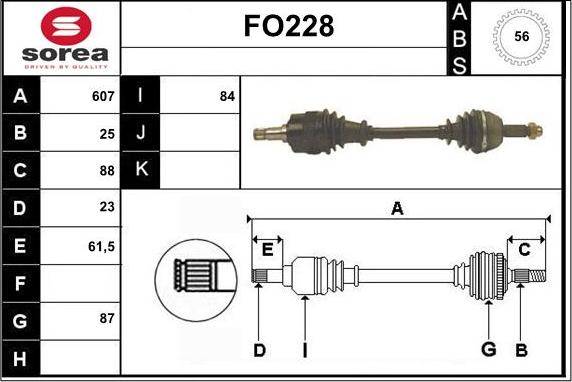 Sera FO228 - Приводний вал autozip.com.ua