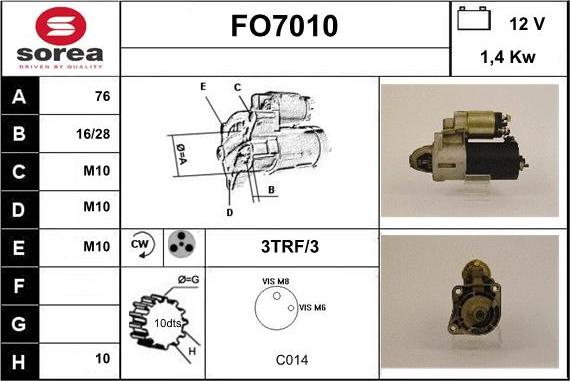 Sera FO7010 - Стартер autozip.com.ua