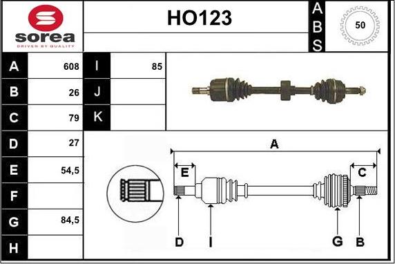 Sera HO123 - Приводний вал autozip.com.ua