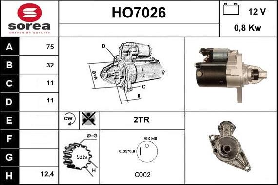 Sera HO7026 - Стартер autozip.com.ua