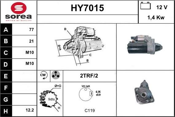 Sera HY7015 - Стартер autozip.com.ua