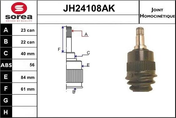 Sera JH24108AK - Шарнірний комплект, ШРУС, приводний вал autozip.com.ua