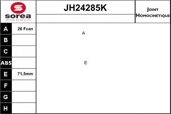 Sera JH24285K - Шарнірний комплект, ШРУС, приводний вал autozip.com.ua