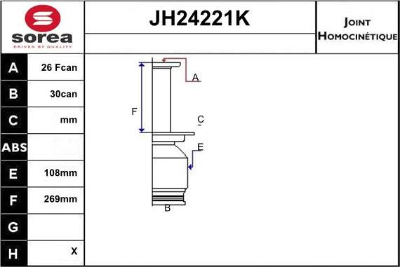 Sera JH24221K - Шарнірний комплект, ШРУС, приводний вал autozip.com.ua