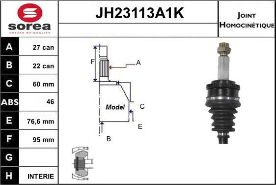 Sera JH23113A1K - Шарнірний комплект, ШРУС, приводний вал autozip.com.ua