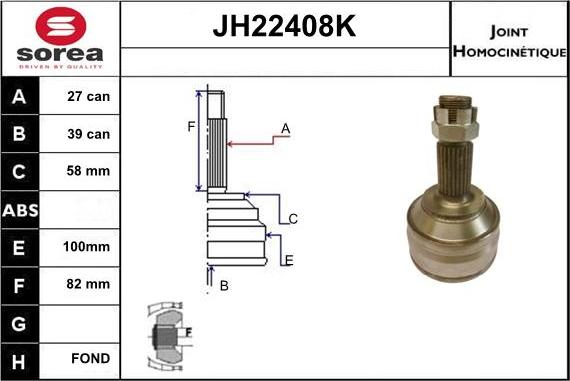 Sera JH22408K - Шарнірний комплект, ШРУС, приводний вал autozip.com.ua