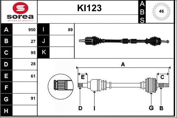 Sera KI123 - Приводний вал autozip.com.ua