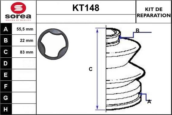 Sera KT148 - Пильник, приводний вал autozip.com.ua