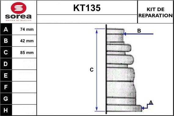 Sera KT135 - Пильник, приводний вал autozip.com.ua