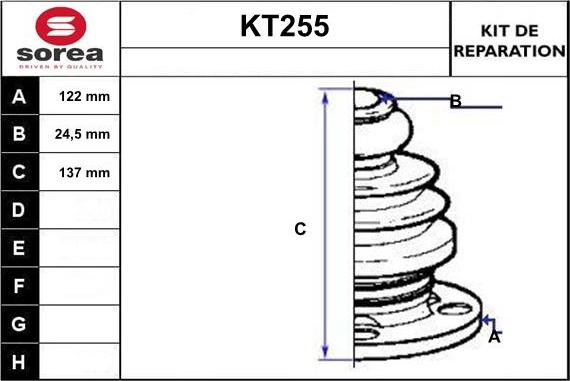 Sera KT255 - Пильник, приводний вал autozip.com.ua