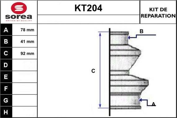 Sera KT204 - Пильник, приводний вал autozip.com.ua