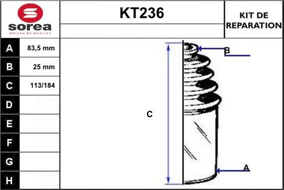Sera KT236 - Пильник, приводний вал autozip.com.ua
