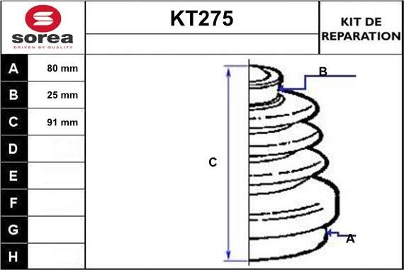 Sera KT275 - Пильник, приводний вал autozip.com.ua