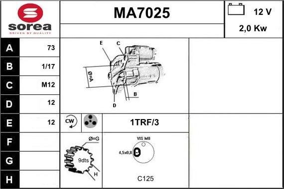 Sera MA7025 - Стартер autozip.com.ua