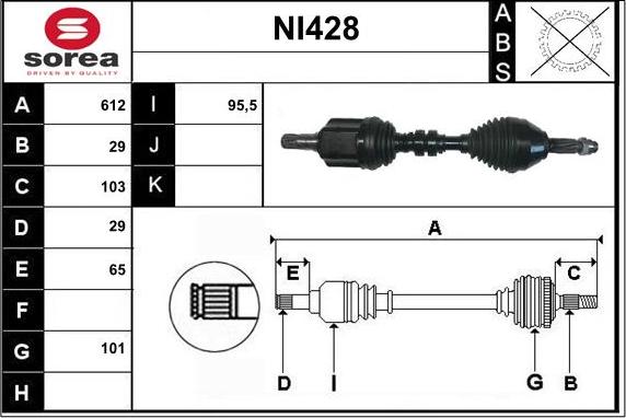 Sera NI428 - Приводний вал autozip.com.ua