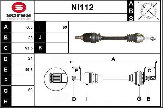 Sera NI112 - Приводний вал autozip.com.ua