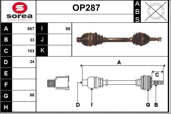 Sera OP287 - Приводний вал autozip.com.ua