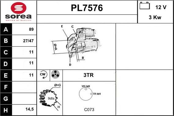 Sera PL7576 - Стартер autozip.com.ua