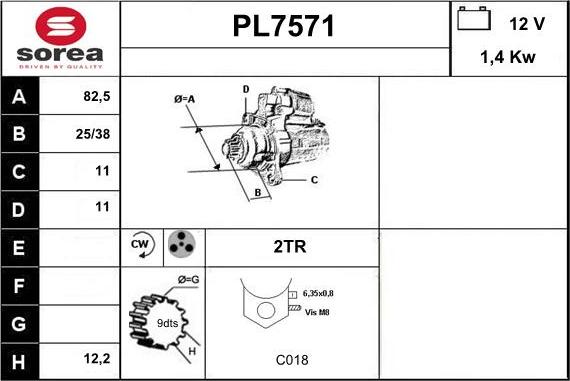 Sera PL7571 - Стартер autozip.com.ua