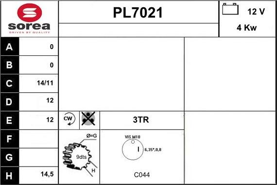 Sera PL7021 - Стартер autozip.com.ua