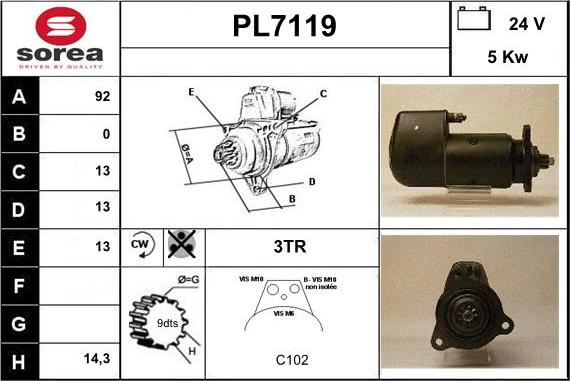 Sera PL7119 - Стартер autozip.com.ua