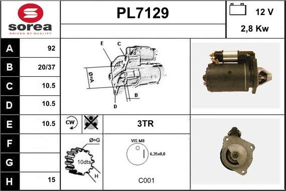 Sera PL7129 - Стартер autozip.com.ua