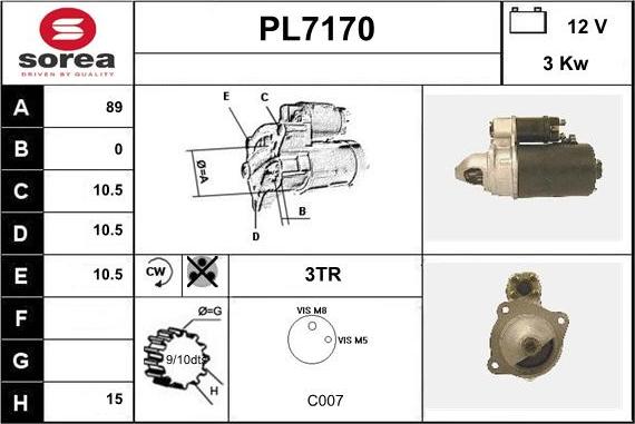 Sera PL7170 - Стартер autozip.com.ua