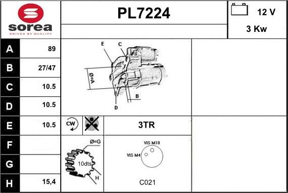 Sera PL7224 - Стартер autozip.com.ua