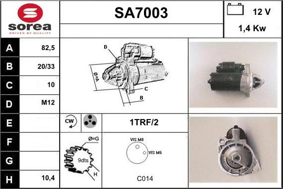 Sera SA7003 - Стартер autozip.com.ua