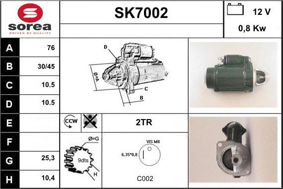 Sera SK7002 - Стартер autozip.com.ua