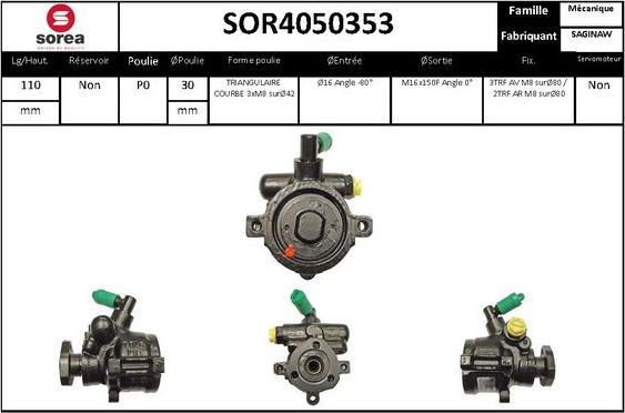 Sera SOR4050353 - Гідравлічний насос, рульове управління, ГУР autozip.com.ua