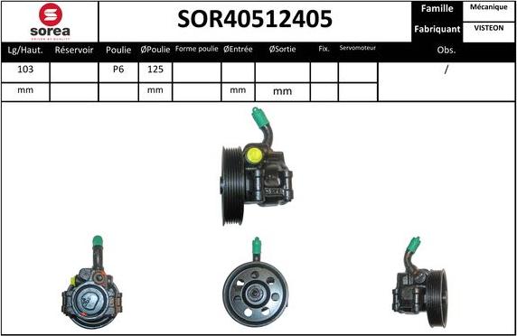 Sera SOR40512405 - Гідравлічний насос, рульове управління, ГУР autozip.com.ua