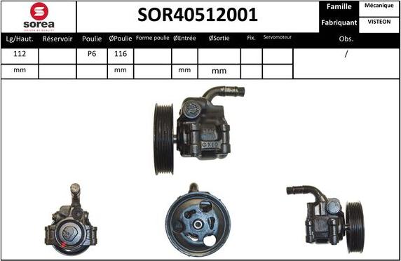 Sera SOR40512001 - Гідравлічний насос, рульове управління, ГУР autozip.com.ua