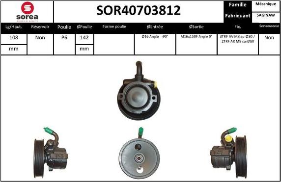 Sera SOR40703812 - Гідравлічний насос, рульове управління, ГУР autozip.com.ua
