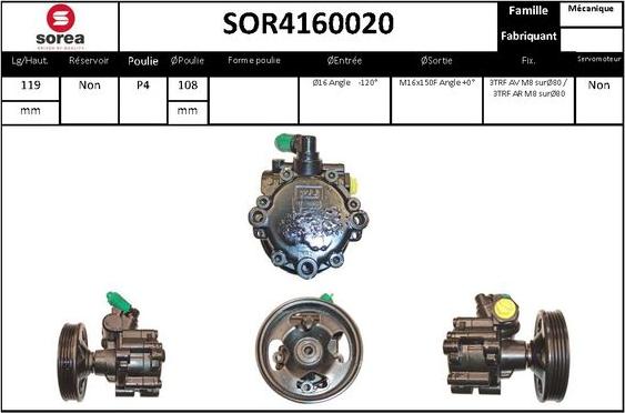 Sera SOR4160020 - Гідравлічний насос, рульове управління, ГУР autozip.com.ua