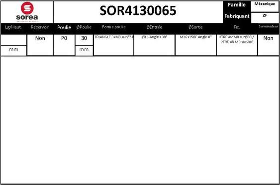 Sera SOR4130065 - Гідравлічний насос, рульове управління, ГУР autozip.com.ua