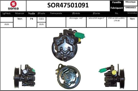 Sera SOR47501091 - Гідравлічний насос, рульове управління, ГУР autozip.com.ua