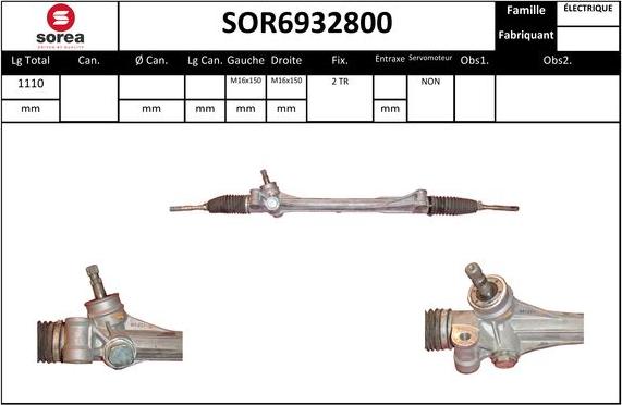 Sera SOR6932800 - Рульовий механізм, рейка autozip.com.ua