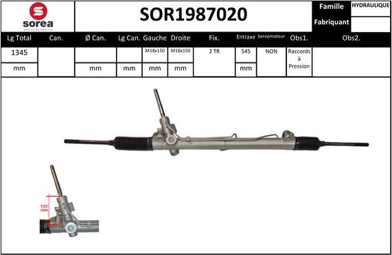 Sera SOR1987020 - Рульовий механізм, рейка autozip.com.ua