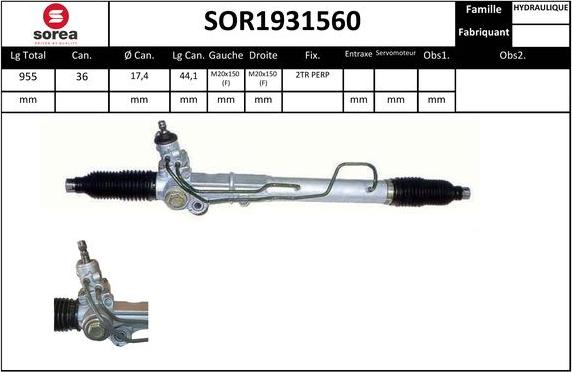 Sera SOR1931560 - Рульовий механізм, рейка autozip.com.ua