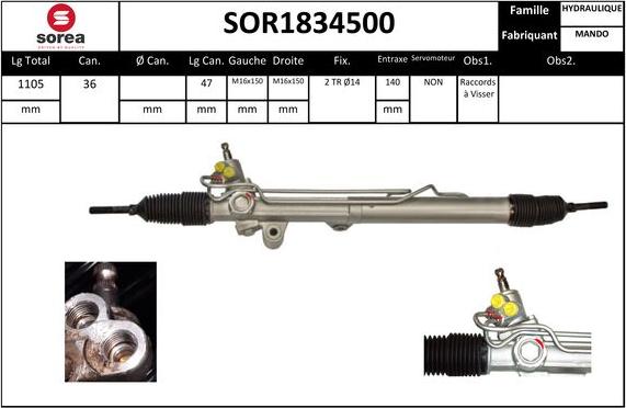 Sera SOR1834500 - Рульовий механізм, рейка autozip.com.ua