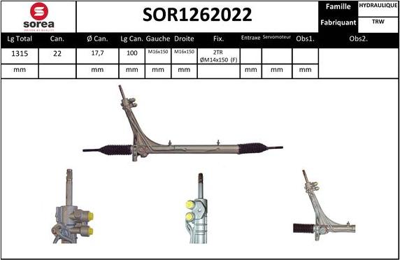 Sera SOR1262022 - Рульовий механізм, рейка autozip.com.ua