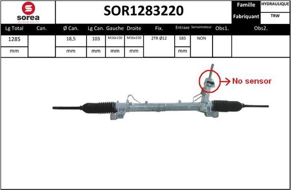 Sera SOR1283220 - Рульовий механізм, рейка autozip.com.ua